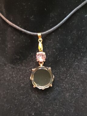 Pink Accent and Smoky Quartz Pendant